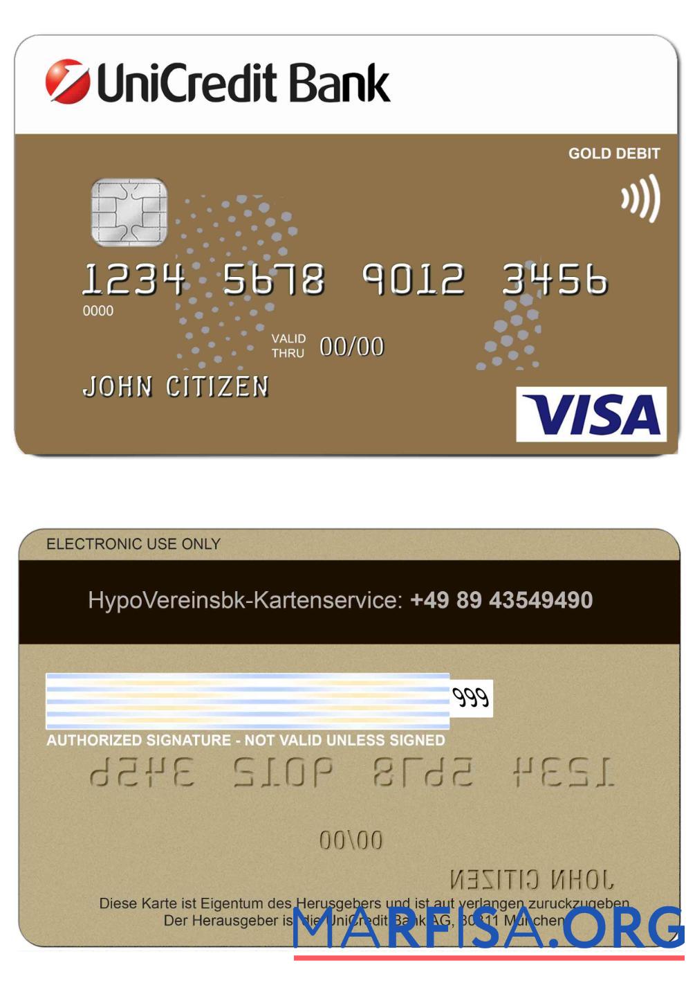 Downloadable Germany UniCredit Bank VISA Credit Card template